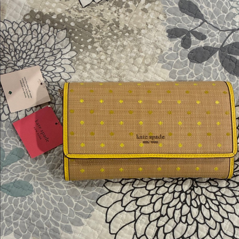 Kate Spade Yellow and Tan Polka Dot Wallet